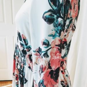 Off White Floral Maxi Dress floor length